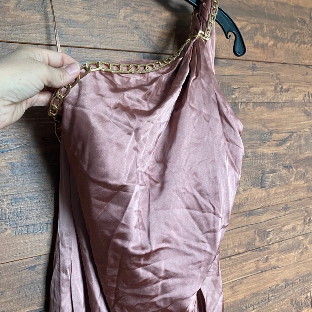 Reiss, Adaline Chain Detail One Shoulder Satin Dress, Blush, Size US 8 - Picture 4 of 14